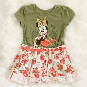 Minnie Mouse Toddler Olive Green Flower Dress